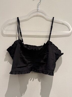 Urban Outfitters - Black Crop Top Smocked Back Singed Top Size Small Women’s